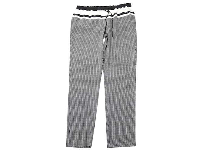 Vince Checked Drawstring Pants in Black Silk  ref.527085