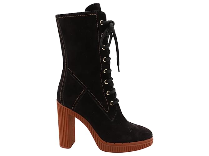 Tod's Platform Ankle Boots in Black Suede  ref.527109