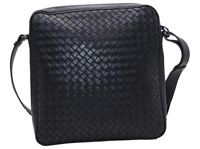 Bottega Veneta Intrecciato Weave Messenger Bag in Black Leather  ref.527158