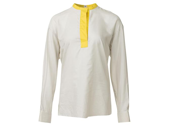 Hermès Wogende, übergroße Bluse aus Seidenmischung Grau  ref.527173