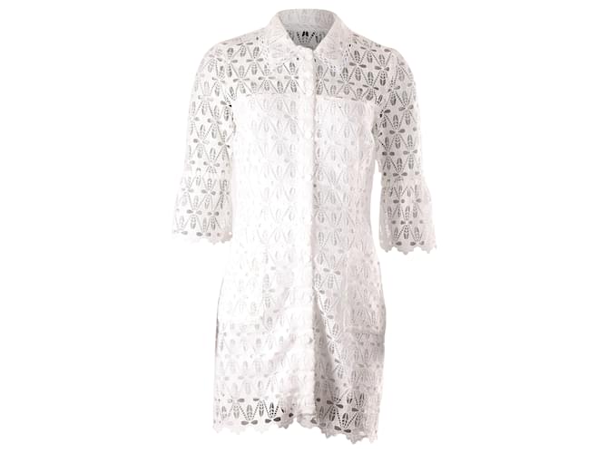 Abito Mini Sandro Paris Pizzo in Poliestere Bianco  ref.527196