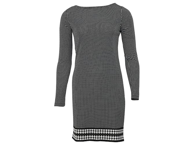 Michael Kors Checked Mini Dress with Houndstooth Hem in Black Polyester  ref.527206