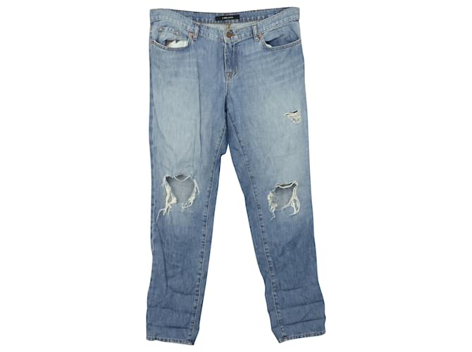 J Brand Distressed Boyfriend-Jeans aus blauem Baumwoll-Denim Baumwolle  ref.527208