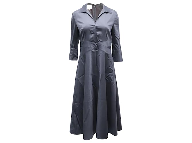 Akris Punto Akris V-neck Dress in Navy Blue Cotton  ref.527223