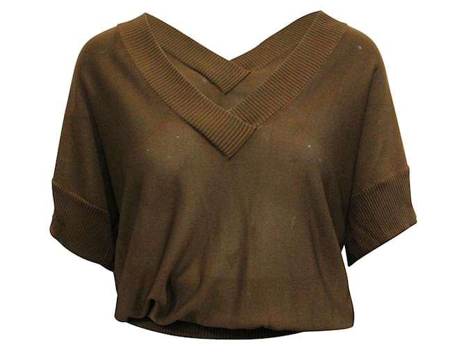 Dolce & Gabbana Brown Loose Fitting V-neck Blouse Rayon Cellulose fibre  ref.527226