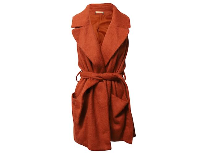 Diane von Furstenberg Sleeveless Coat in Orange Wool  ref.527230