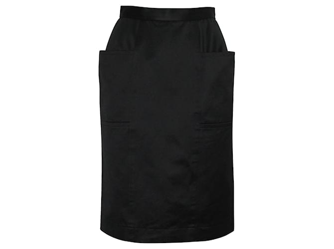 Yves Saint Laurent Falda Lápiz Vintage Negra con Bolsillos Negro  ref.527243