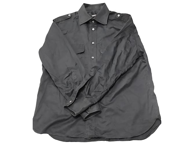 Tom Ford Langarm-Hemd aus schwarzem Baumwoll-Twill Baumwolle  ref.527259