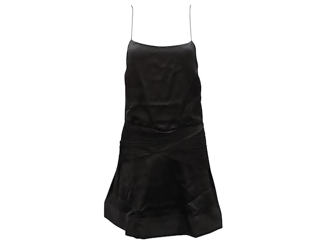 Derek Lam 10 Crosby Cami Flounce Mini Dress in Black Viscose Cellulose fibre  ref.527277