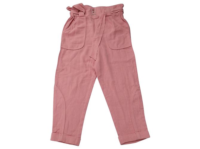 Calça IRO cintura alta em algodão rosa