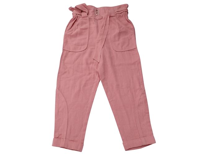 Calça IRO cintura alta em algodão rosa  ref.527279