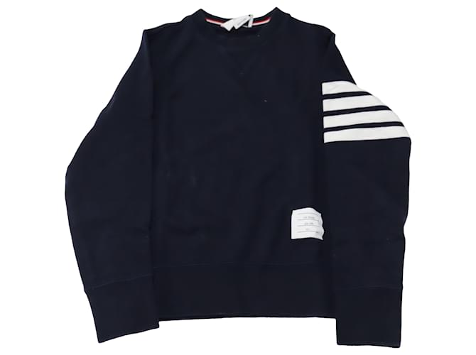 Thom Browne Striped Loopback Sweatshirt in Navy Blue Cotton  ref.527282