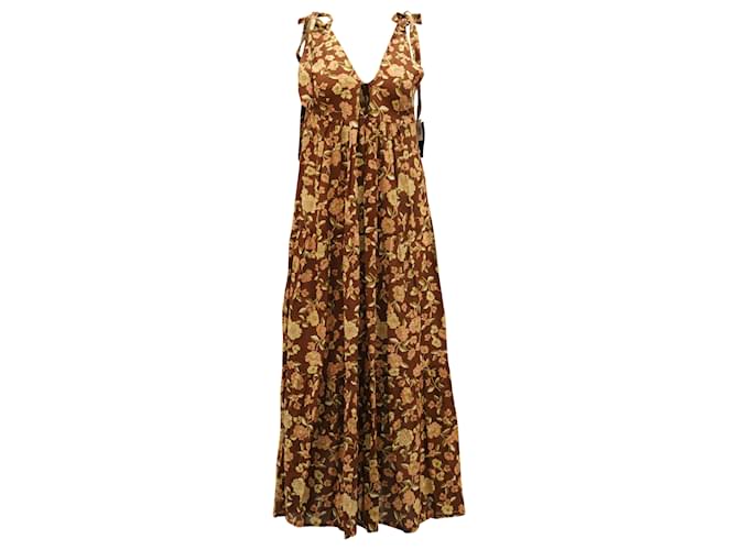 Faithfull The Brand Opatija Plunging Midi Dress In Floral Print Rayon Cellulose fibre  ref.527295