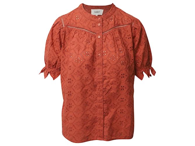 Ba&Sh Bluse mit Knopfleiste und Ösen aus roter Baumwolle  ref.527311