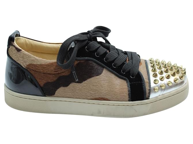 Christian Louboutin Pony Hair Sneakers with Golden Spikes  ref.527312