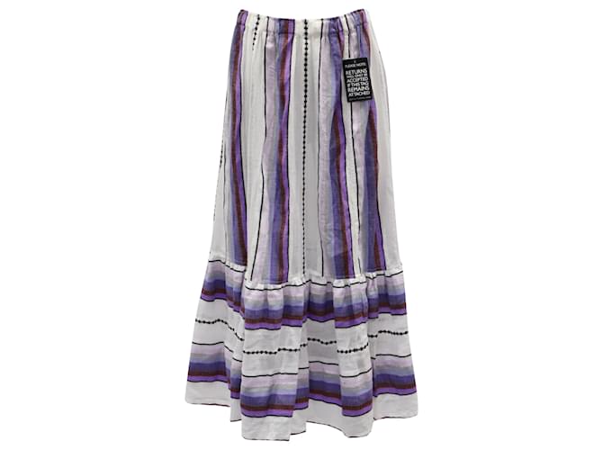 Autre Marque LemLem Striped Midi Length Skirt in Purple Cotton  ref.527330
