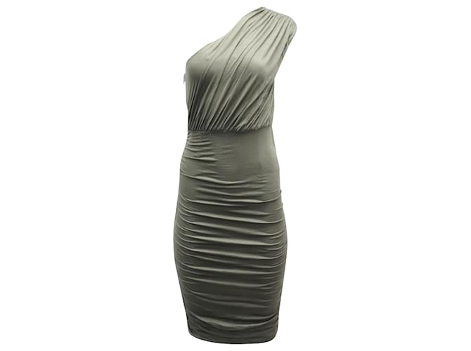 Air by Alice + Olivia One Shoulder Gathered Dress in Olive Green Rayon Cellulose fibre  ref.527332