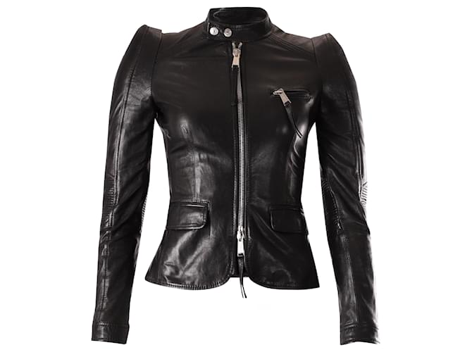 Dsquared2 Lace-up Biker Jacket in Black Leather  ref.527341