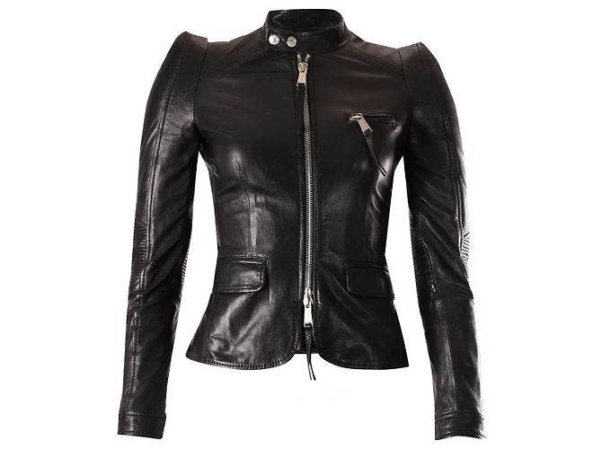 Dsquared2 Lace-up Biker Jacket in Black Leather