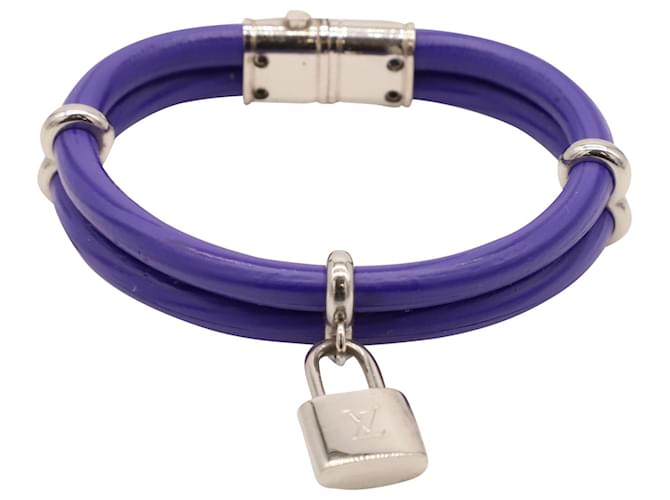 Louis Vuitton Bracelet Keep It Twice Lock en Cuir Verni Violet Cuir vernis  ref.527386