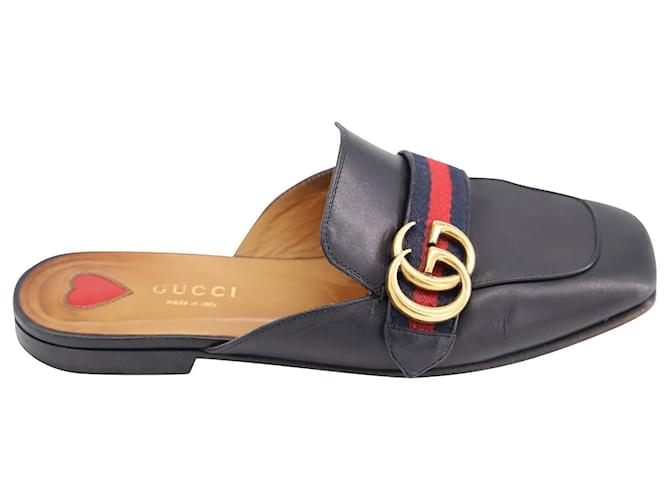 Gucci Marmont Peyton Slides in Black Leather  ref.527449