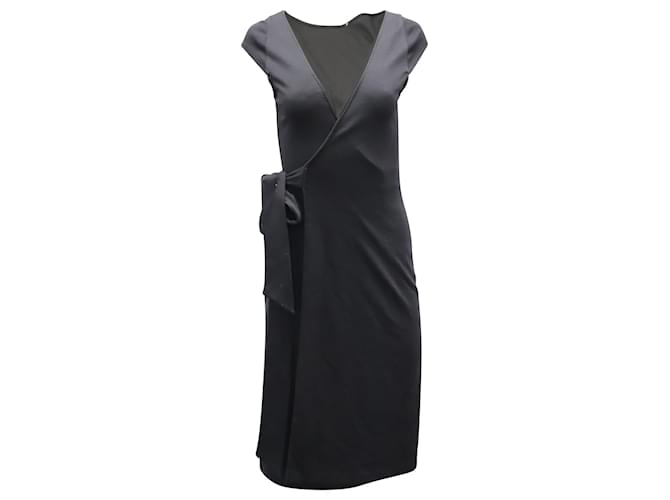 Diane von Furstenberg, Vestido envelope sem mangas reversível em algodão preto  ref.527472
