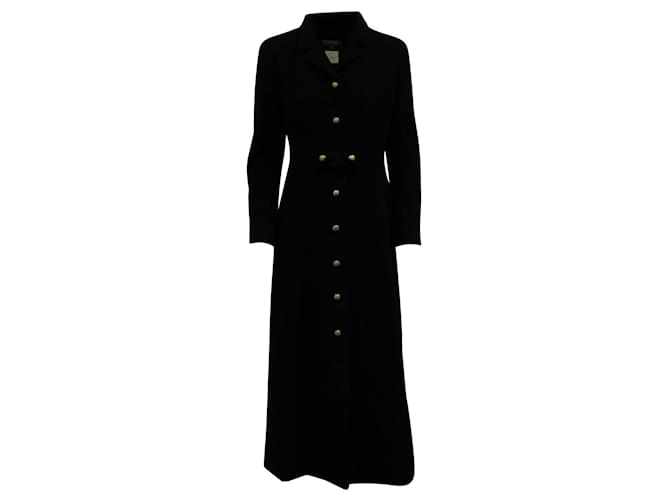 Timeless Chanel Fall winter 1996 Elegant Cashmere Coat with Logo Embossed Buttons Black  ref.527481