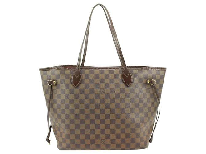 Louis Vuitton Bolsa de tela Damier Ebene Neverfull MM Cuero  ref.527611