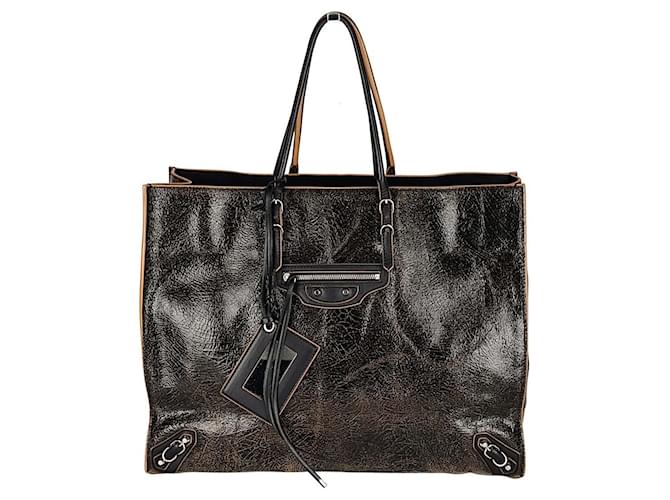 Balenciaga handbag Grand Shopping Papier Black Patent leather  ref.527613