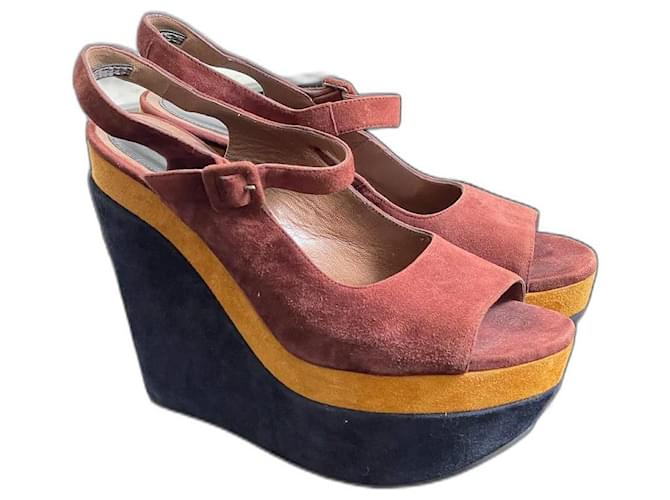 Marni Shoes Red Blue Multiple colors Caramel Suede Leather Nubuck  ref.527673