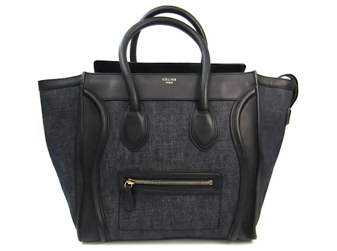 Céline Luggage Black Navy blue Leather  ref.527710