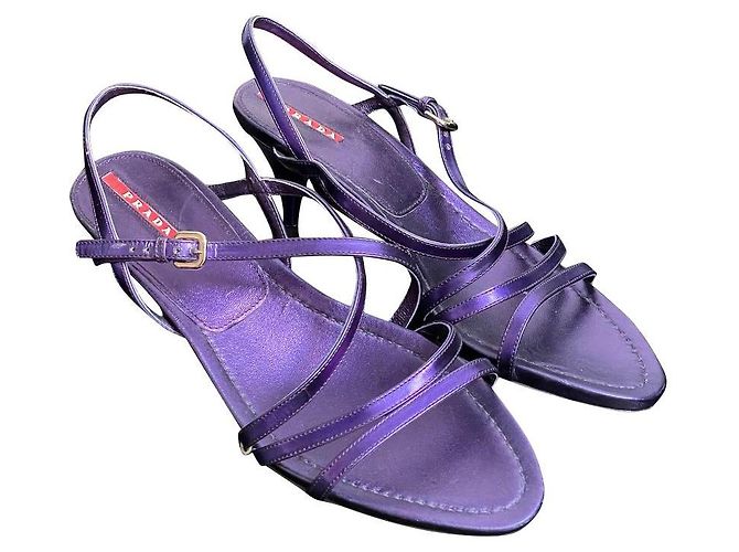 Prada Leather Heels Purple Lavender Size 40.5