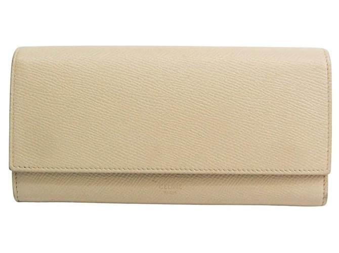 Céline Celine wallet Beige Leather  ref.528052