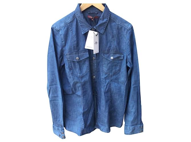 7 For All Mankind Shirt with pockets Blue Cotton  ref.528174