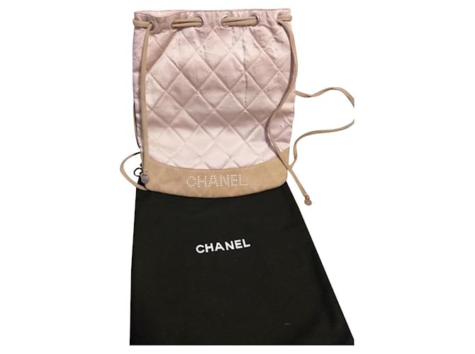 Chanel Handbags Pink Suede Satin  ref.528176