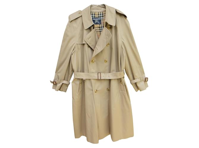 men's Burberry vintage t trench coat 54 Beige Cotton Polyester  ref.528180