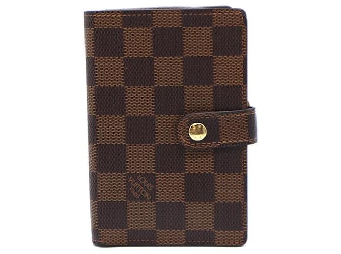 Louis Vuitton Damier Ebene Vienova French Kiss Lock Wallet Brown Leather  ref.528192