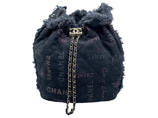 Chanel Bolsas Preto Multicor Jeans  ref.528197