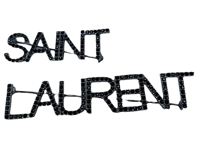 Yves Saint Laurent Broches et broches Métal Noir  ref.528202