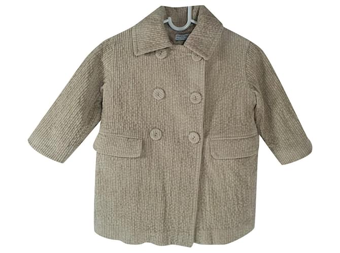 Autre Marque Girl Coats outerwear Beige Cotton  ref.528212