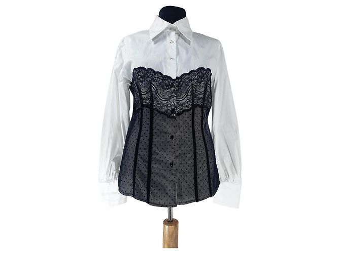 Camicia in pizzo bianca ROCCOBAROCCO Nero Bianco