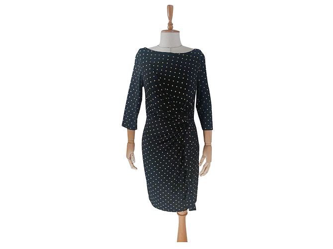 Ralph Lauren Kleid mit Punkten Schwarz Beige