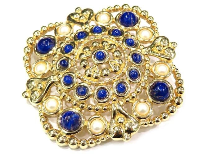 [Used] Christian Dior (Christian Dior) Vintage Brooch Blue GP Gold-plated  ref.528230