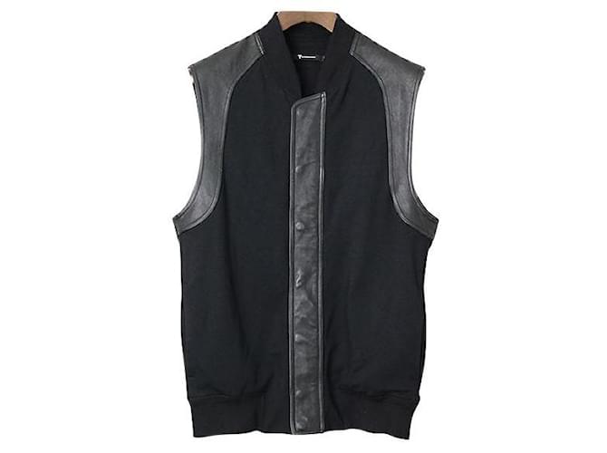 [Used]  T by ALEXANDER WANG T by Alexander Wang leather switching sleeveless jacket black S Viscose Nylon  ref.528236