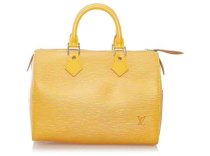 Louis Vuitton Amarelo Epi Speedy 25 Couro  ref.528265