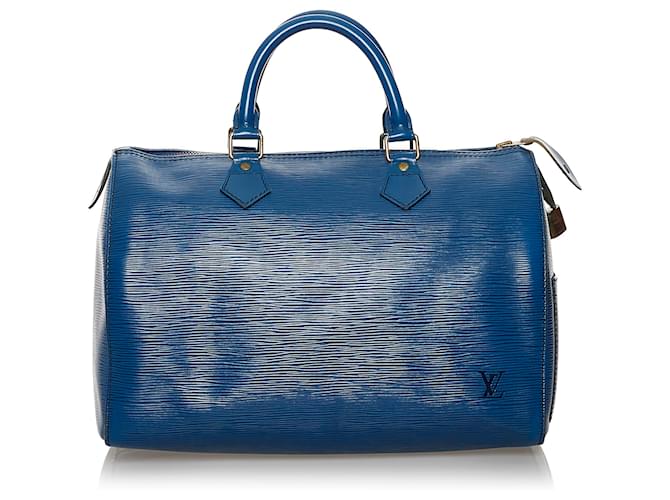 Louis Vuitton Blue Epi Speedy 30 Blau Leder  ref.528282