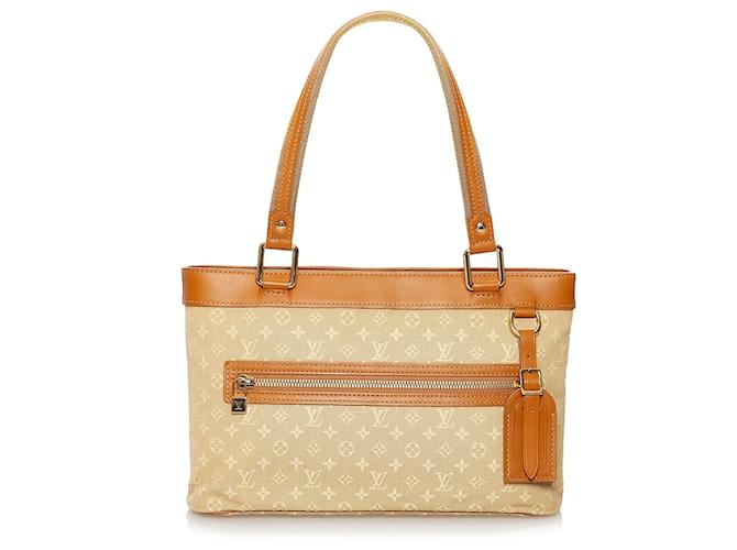 Louis Vuitton Brown Monogram Mini Lin Lucille PM Beige Light brown Leather Cloth Pony-style calfskin Cloth  ref.528322