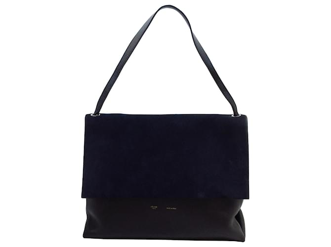 Céline Celine Blue All Soft Leather Shoulder Bag Black Dark blue Suede Pony-style calfskin  ref.528354