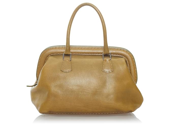 Fendi Brown Selleria Leather Handbag Pony-style calfskin  ref.528361