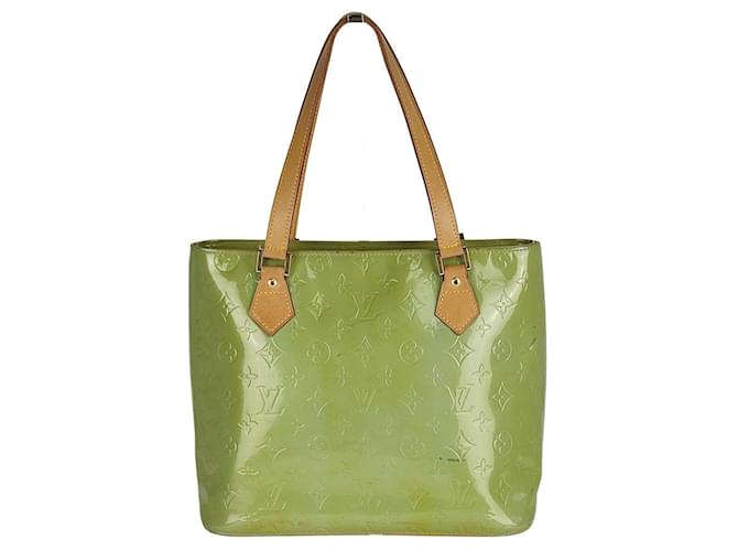 Louis Vuitton borsa a mano Houston in vernice verde Pelle verniciata  ref.528475